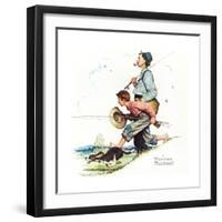 Grandpa and Me: Fishing-Norman Rockwell-Framed Giclee Print