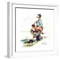 Grandpa and Me: Fishing-Norman Rockwell-Framed Giclee Print