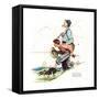 Grandpa and Me: Fishing-Norman Rockwell-Framed Stretched Canvas