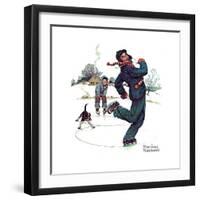 Grandpa and Me: Ice Skating-Norman Rockwell-Framed Giclee Print