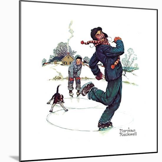 Grandpa and Me: Ice Skating-Norman Rockwell-Mounted Giclee Print