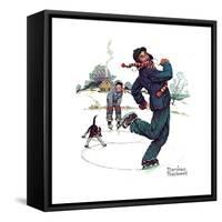 Grandpa and Me: Ice Skating-Norman Rockwell-Framed Stretched Canvas