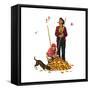 Grandpa and Me: Raking Leaves-Norman Rockwell-Framed Stretched Canvas