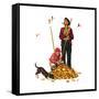 Grandpa and Me: Raking Leaves-Norman Rockwell-Framed Stretched Canvas