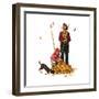 Grandpa and Me: Raking Leaves-Norman Rockwell-Framed Giclee Print