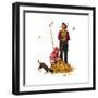 Grandpa and Me: Raking Leaves-Norman Rockwell-Framed Giclee Print