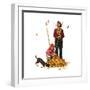 Grandpa and Me: Raking Leaves-Norman Rockwell-Framed Giclee Print