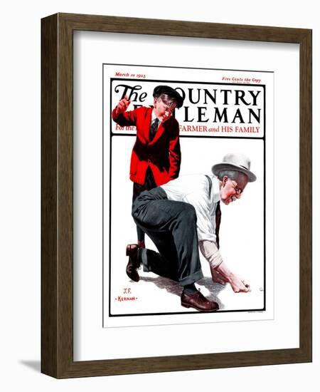 "Grandpa Goes Knuckles Down," Country Gentleman Cover, March 10, 1923-J.F. Kernan-Framed Giclee Print