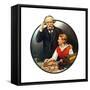 Grandpa Listening In on the Wireless-Norman Rockwell-Framed Stretched Canvas