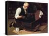 Grandpa’s Gift (or Grandfather Varnishing the Cradle; Up in the Garret)-Norman Rockwell-Stretched Canvas