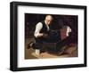 Grandpa’s Gift (or Grandfather Varnishing the Cradle; Up in the Garret)-Norman Rockwell-Framed Giclee Print