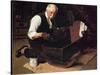 Grandpa’s Gift (or Grandfather Varnishing the Cradle; Up in the Garret)-Norman Rockwell-Stretched Canvas