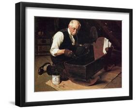 Grandpa’s Gift (or Grandfather Varnishing the Cradle; Up in the Garret)-Norman Rockwell-Framed Giclee Print