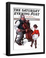 "Grandpa's Little Ballerina" Saturday Evening Post Cover, February 3,1923-Norman Rockwell-Framed Giclee Print