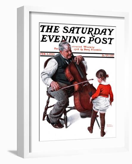 "Grandpa's Little Ballerina" Saturday Evening Post Cover, February 3,1923-Norman Rockwell-Framed Giclee Print