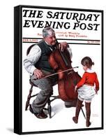 "Grandpa's Little Ballerina" Saturday Evening Post Cover, February 3,1923-Norman Rockwell-Framed Stretched Canvas