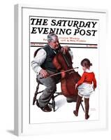 "Grandpa's Little Ballerina" Saturday Evening Post Cover, February 3,1923-Norman Rockwell-Framed Giclee Print