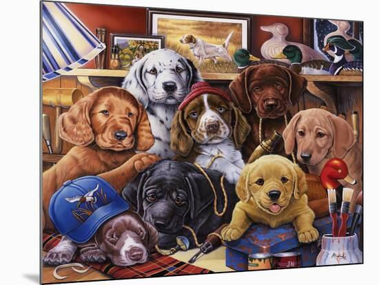 Grandpa's Puppies-Jenny Newland-Mounted Giclee Print