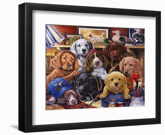 Grandpa's Puppies-Jenny Newland-Framed Giclee Print