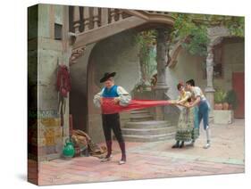 Grandpa's Sash (Oil on Panel)-Jean or Jehan Georges Vibert-Stretched Canvas