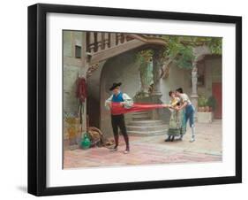 Grandpa's Sash (Oil on Panel)-Jean or Jehan Georges Vibert-Framed Giclee Print