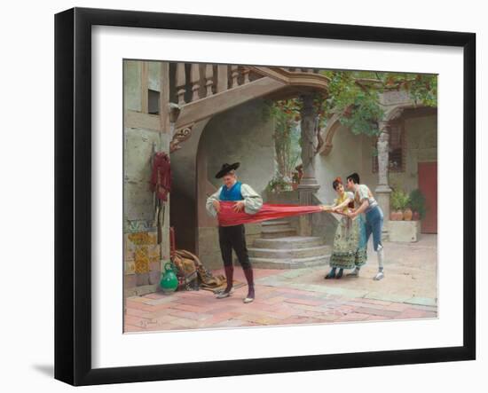 Grandpa's Sash (Oil on Panel)-Jean or Jehan Georges Vibert-Framed Giclee Print