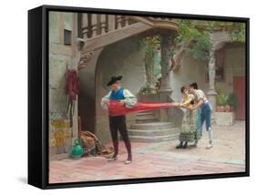 Grandpa's Sash (Oil on Panel)-Jean or Jehan Georges Vibert-Framed Stretched Canvas