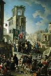 Village Market Scene with Quack or Charlatan 18th Century-Graneri-Mounted Giclee Print