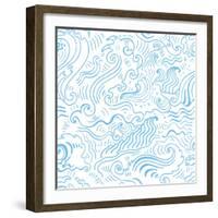 Grange Sea Background. Seamless Hand-Drawn Vector Illustration-Katyau-Framed Art Print
