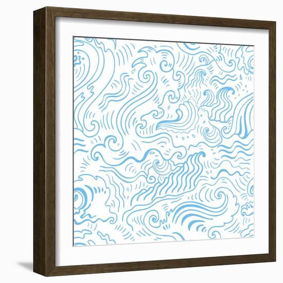 Grange Sea Background. Seamless Hand-Drawn Vector Illustration-Katyau-Framed Art Print