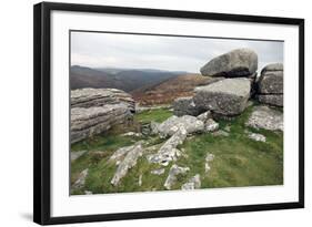 Granite Boulders on Tor Overlooking Dart Valley, Dartmoor Nat'l Pk, Devon, England, UK-David Lomax-Framed Photographic Print