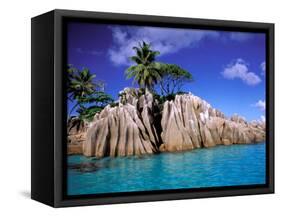 Granite Outcrops, La Digue Island, Seychelles, Africa-Pete Oxford-Framed Stretched Canvas