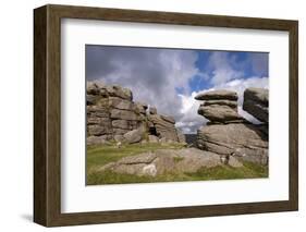 Granite outcrops on Middle Staple Tor in Dartmoor National Park, Devon, England-Adam Burton-Framed Photographic Print