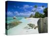 Granite Outcrops on Tropical Beach, Anse Source d'Argent, La Digue, Seychelles-Lee Frost-Stretched Canvas
