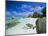 Granite Outcrops on Tropical Beach, Anse Source d'Argent, La Digue, Seychelles-Lee Frost-Mounted Photographic Print