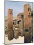Granite Pillars with Lotus and Papyrus Decoration, Temple of Amun-Re, Karnak, Egypt, 20th Century-null-Mounted Giclee Print