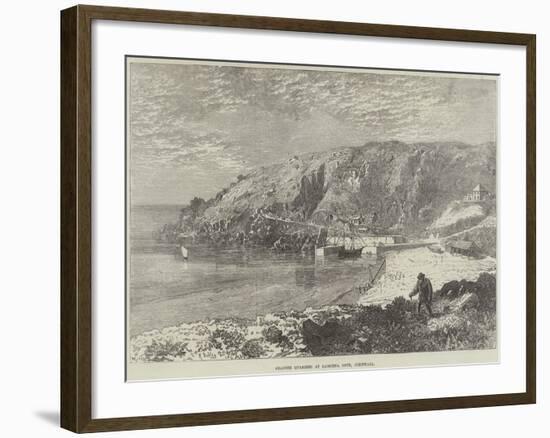 Granite Quarries at Lamorna Cove, Cornwall-R. Dudley-Framed Giclee Print