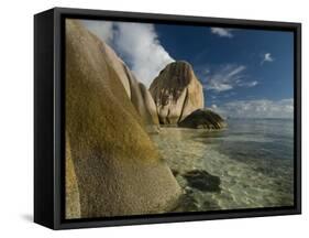 Granite Rocks on World Famous Beach, Source D'Argent, La Digue, Seychelles, Indian Ocean, Africa-Michael Runkel-Framed Stretched Canvas