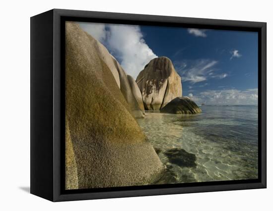 Granite Rocks on World Famous Beach, Source D'Argent, La Digue, Seychelles, Indian Ocean, Africa-Michael Runkel-Framed Stretched Canvas