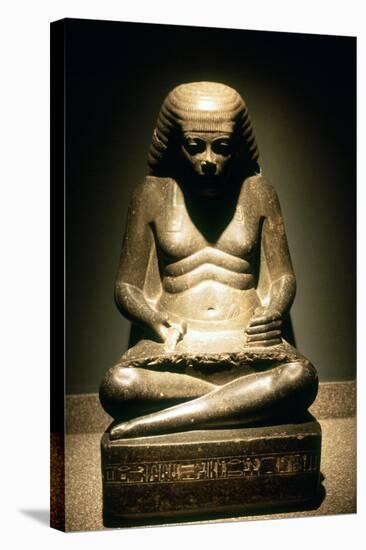 Granite Statue of a Seated Ancient Egyptian Scribe, from Karnak, 17-18th Dynasty, C1500 Bc-null-Stretched Canvas