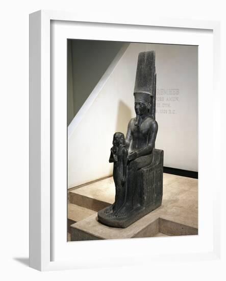 Granite Statue of Horemheb before God Amon-null-Framed Giclee Print