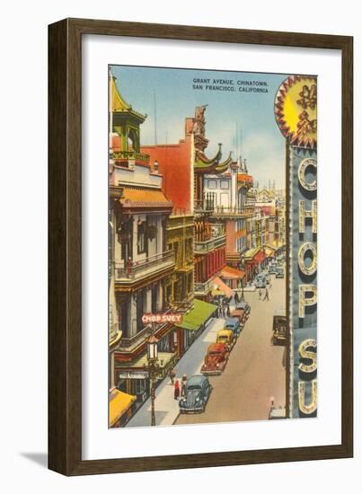 Grant Avenue, Chinatown, San Francisco, California-null-Framed Art Print