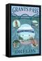 Grants Pass, Oregon - Scenic Travel Poster-Lantern Press-Framed Stretched Canvas