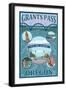 Grants Pass, Oregon - Scenic Travel Poster-Lantern Press-Framed Art Print