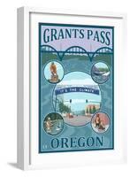 Grants Pass, Oregon - Scenic Travel Poster-Lantern Press-Framed Art Print