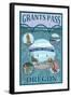 Grants Pass, Oregon - Scenic Travel Poster-Lantern Press-Framed Art Print