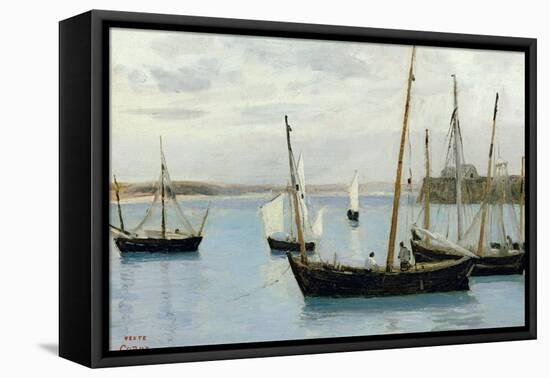 Granville, Fishing Boats, C.1860-Jean-Baptiste-Camille Corot-Framed Stretched Canvas