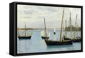 Granville, Fishing Boats, C.1860-Jean-Baptiste-Camille Corot-Framed Stretched Canvas