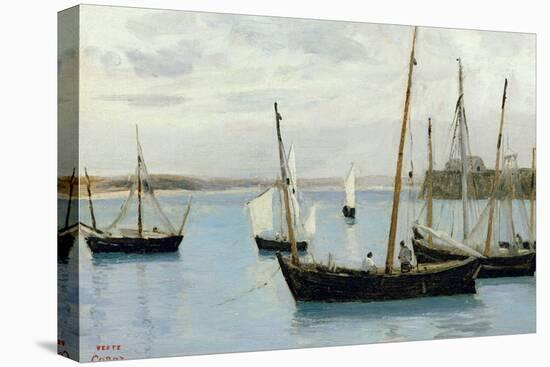 Granville, Fishing Boats, C.1860-Jean-Baptiste-Camille Corot-Stretched Canvas