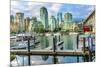 Granville Island, Burrard Street Bridge, yachts and apartment buildings. Vancouver, British Columbi-William Perry-Mounted Photographic Print
